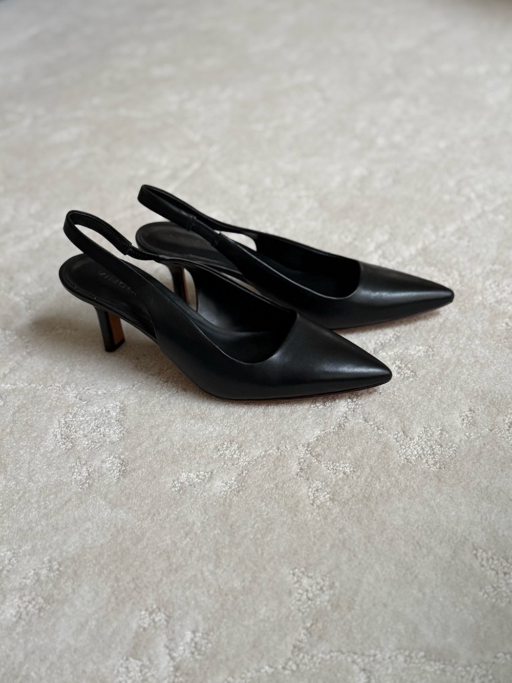 Vince Black Pointed-Toe Slingback Heels
